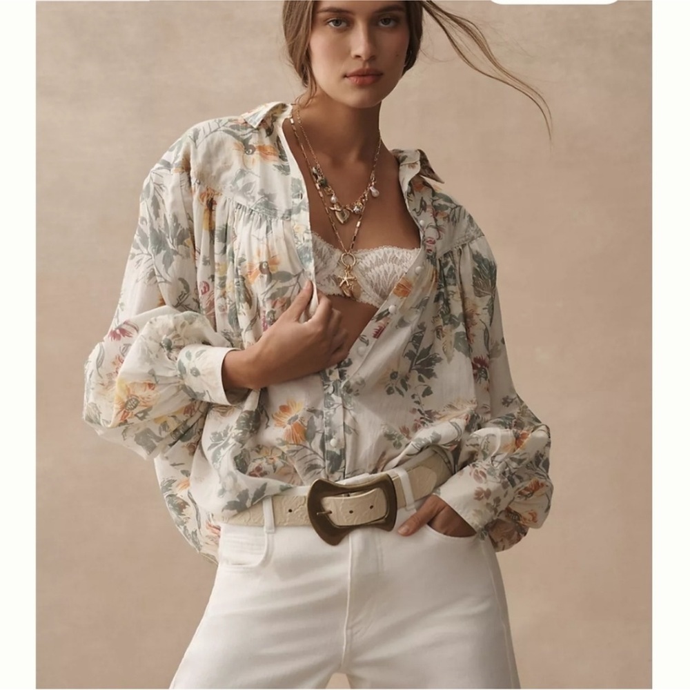 NWT! Anthropologie Pilcro Batwing Yoke Blouse -Size Small 🎥1️⃣ - Picture 2 of 5